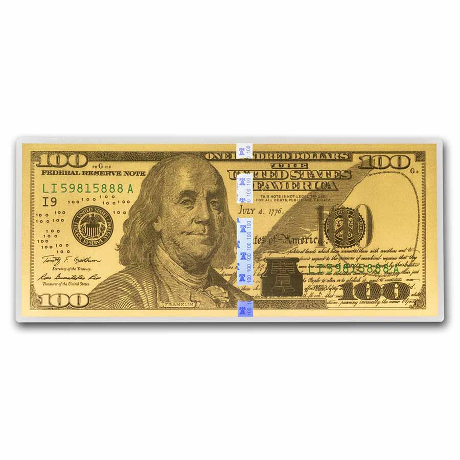 $100 Gold Foiled Novelty Federal Reserve Note 